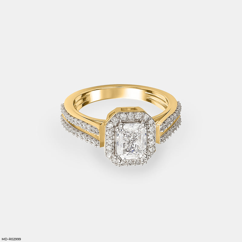 0.5 Carat Radian Cushion Halo Rings 14K White Gold