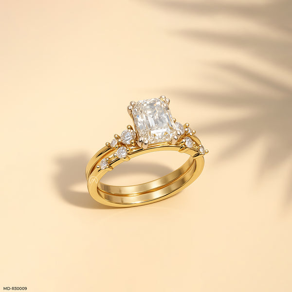 1.5 Carat Shining Duo Stackable Rings 14K Yellow Gold