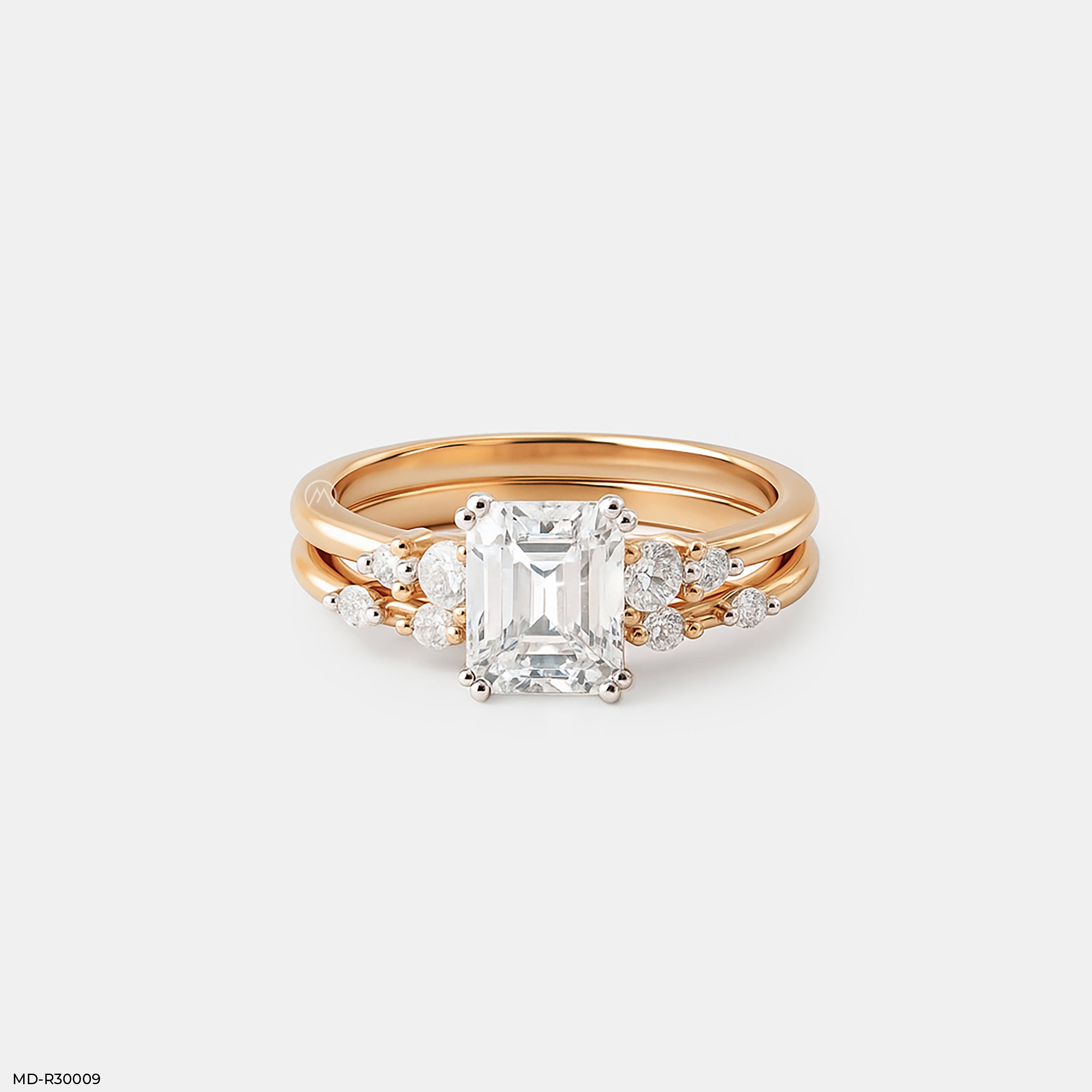 1.5 Carat Shining Duo Stackable Rings 9K Rose Gold