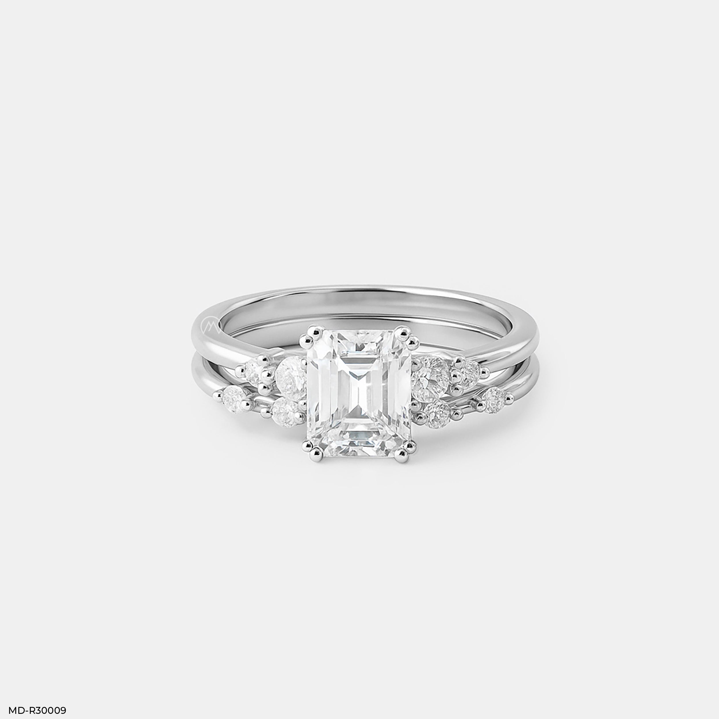 1.5 Carat Shining Duo Stackable Rings 9K White Gold