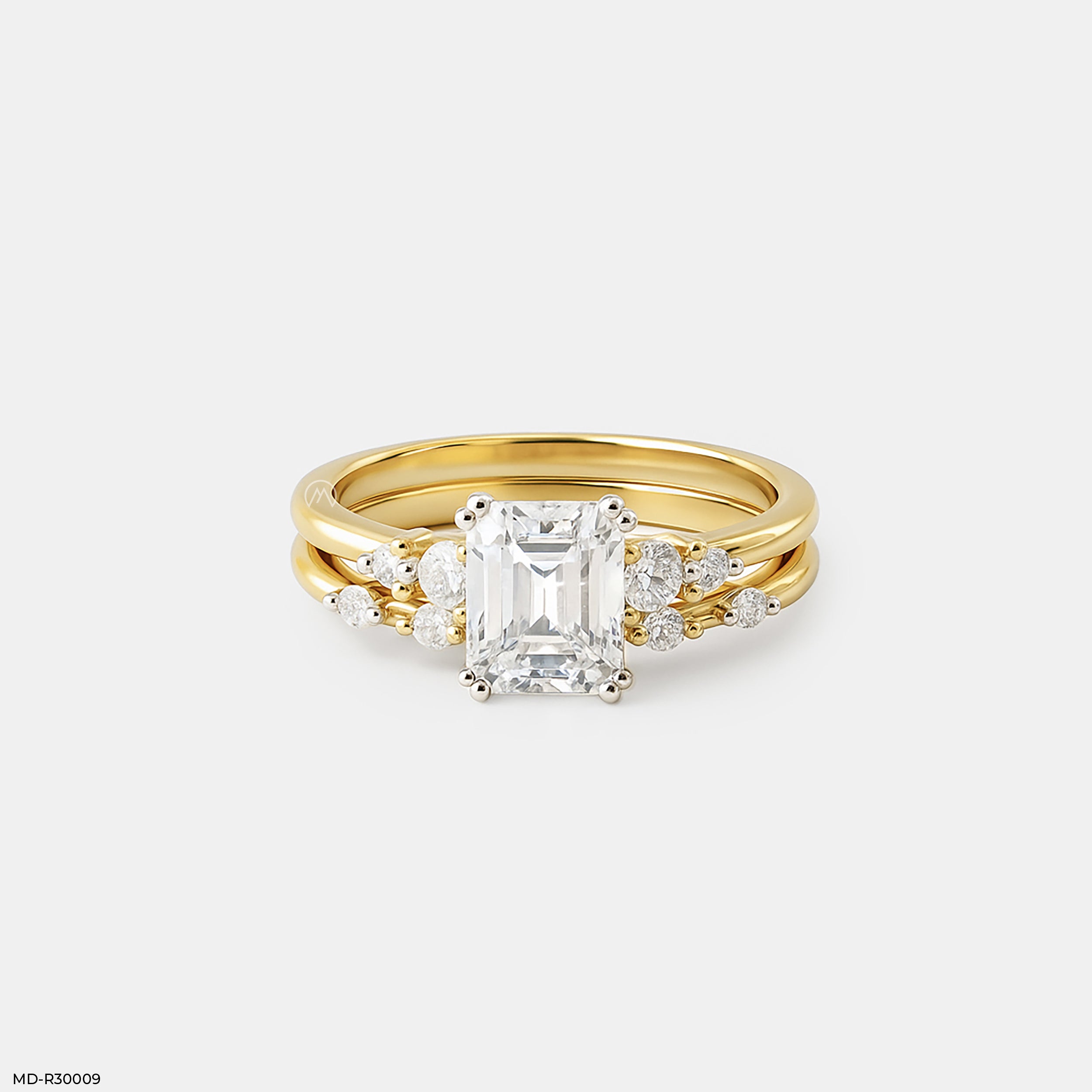 1.5 Carat Shining Duo Stackable Rings 9K Yellow Gold