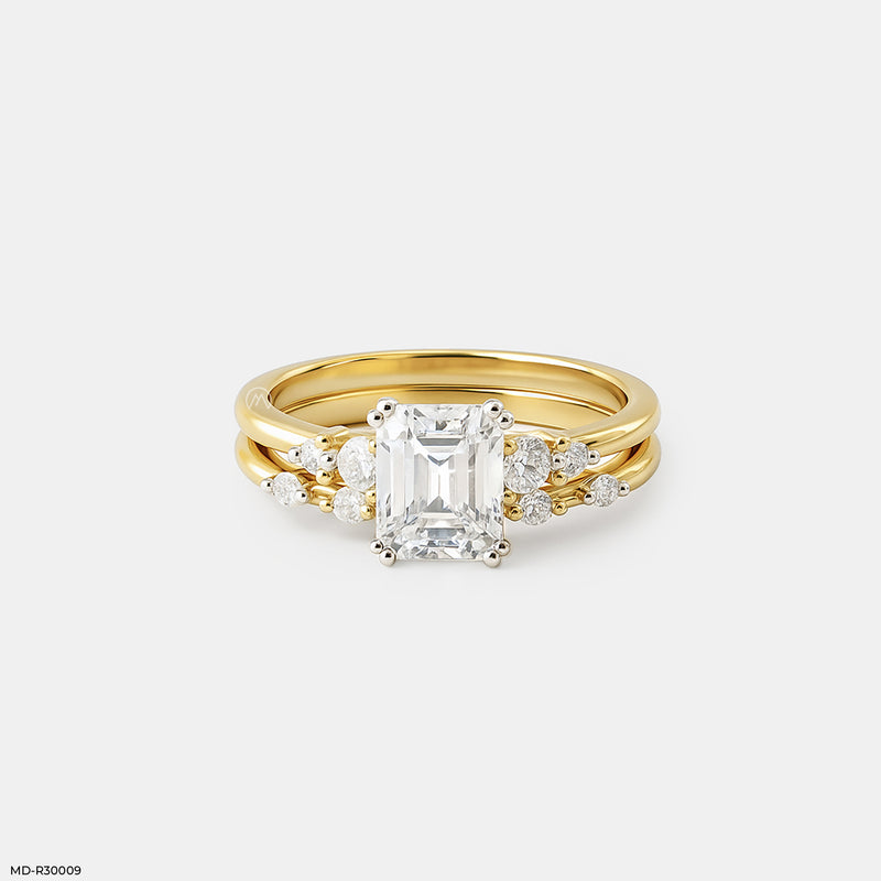 1.5 Carat Shining Duo Stackable Rings 14K Yellow Gold