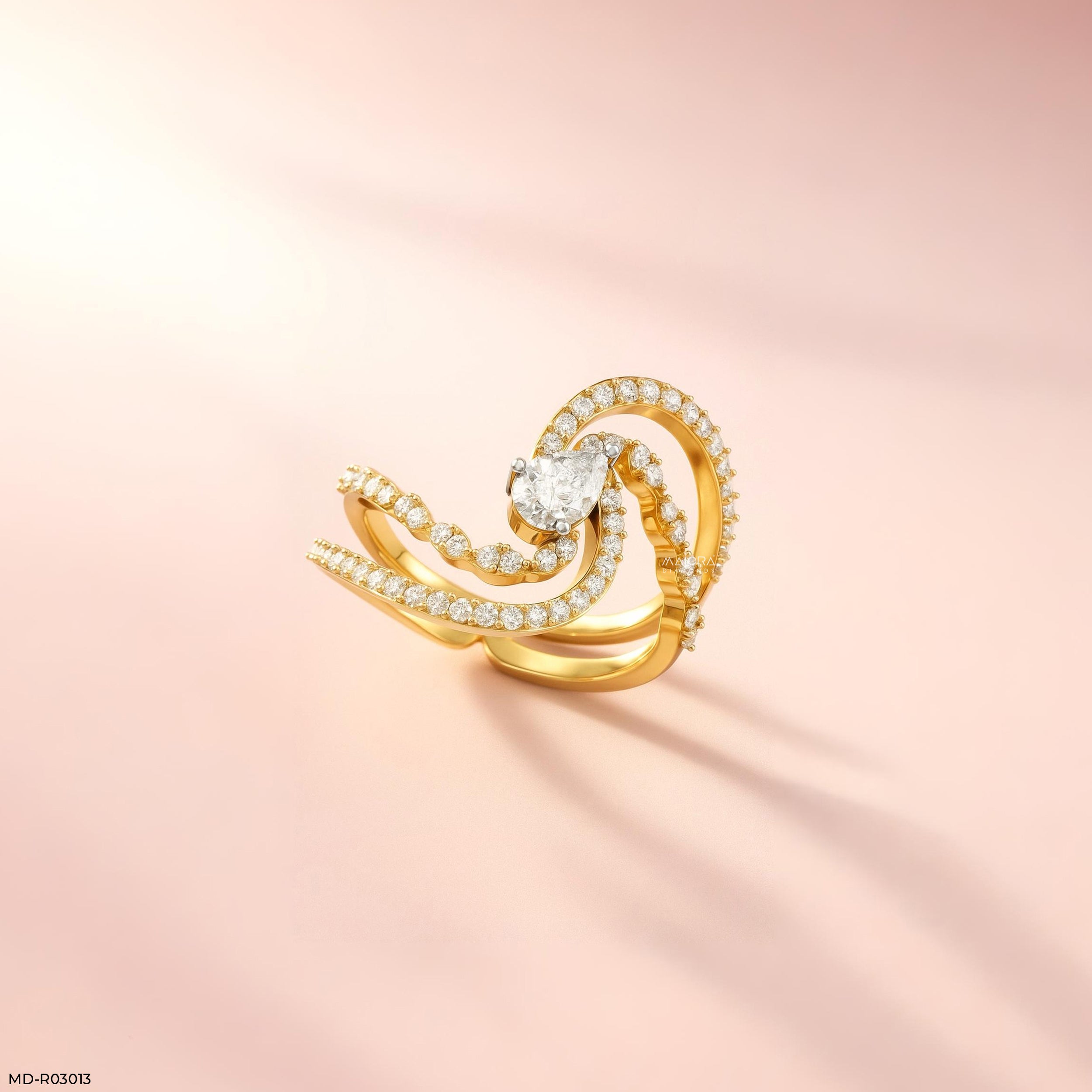 Crossover Pear Ring