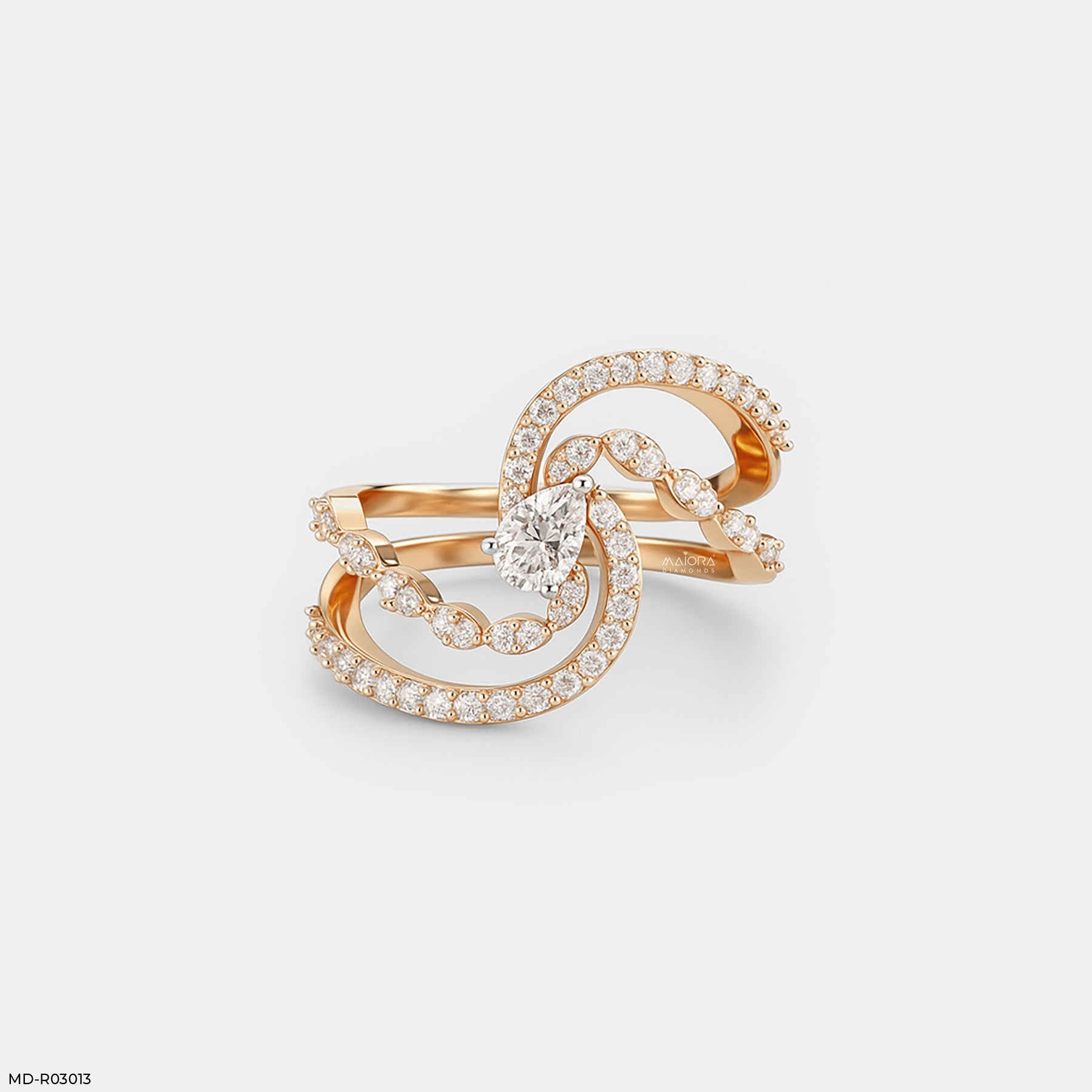 Crossover Pear Ring 14K Yellow Gold