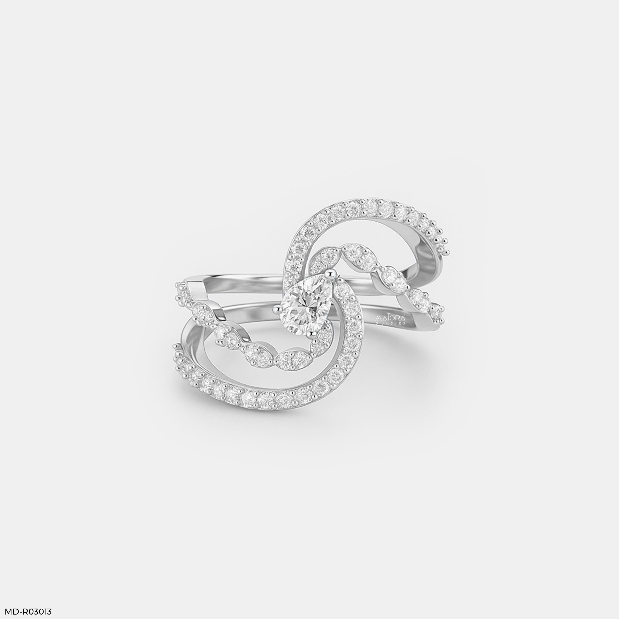 Crossover Pear Ring 9K Yellow Gold