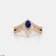 Pear Shaped Chevron Vanki Diamond Ring 9K Rose Gold