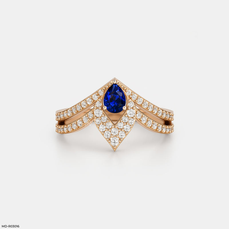 Pear Shaped Chevron Ring 14K Rose Gold