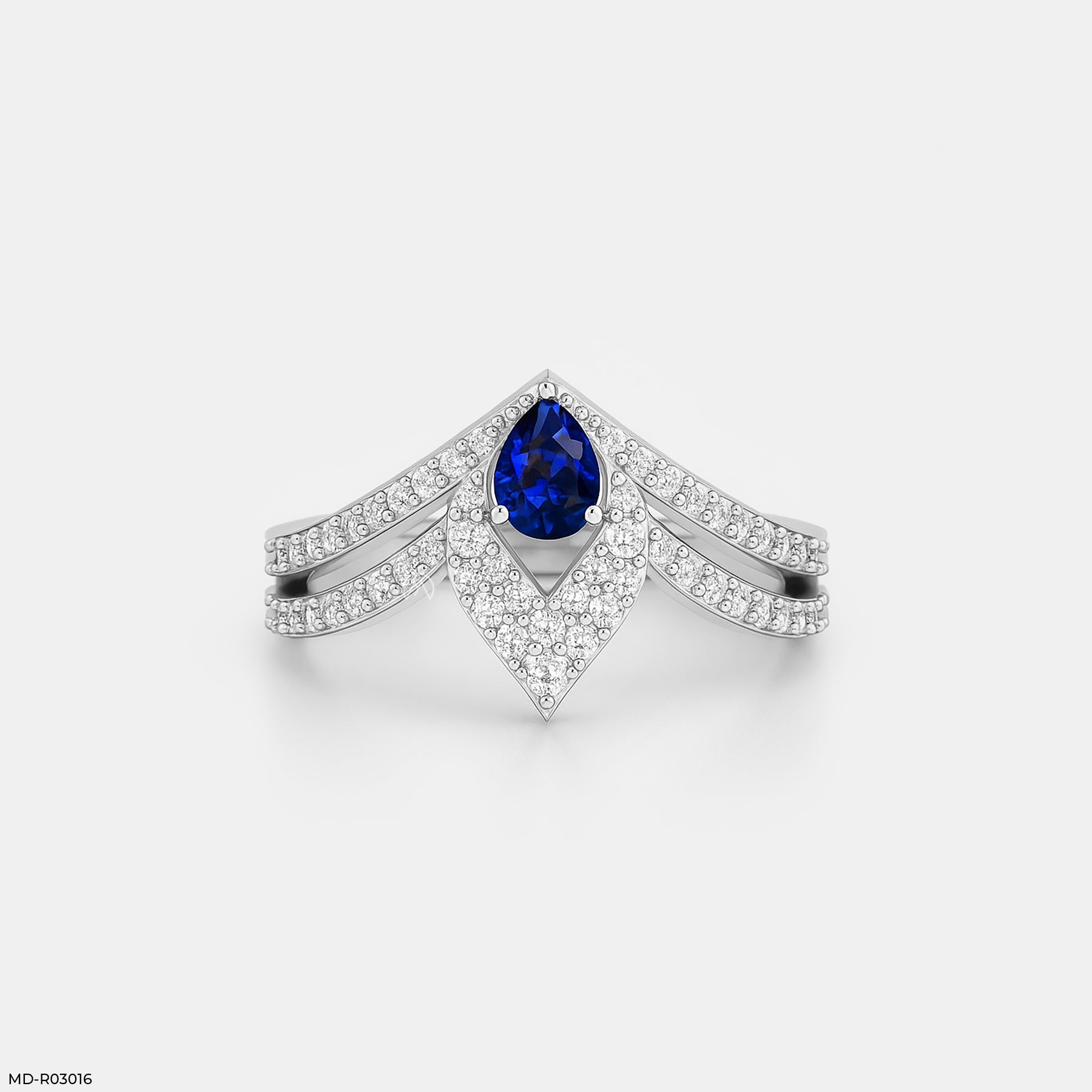 Pear Shaped Chevron Ring 9K Yellow Gold