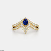 Pear Shaped Chevron Vanki Diamond Ring 9K Yellow Gold