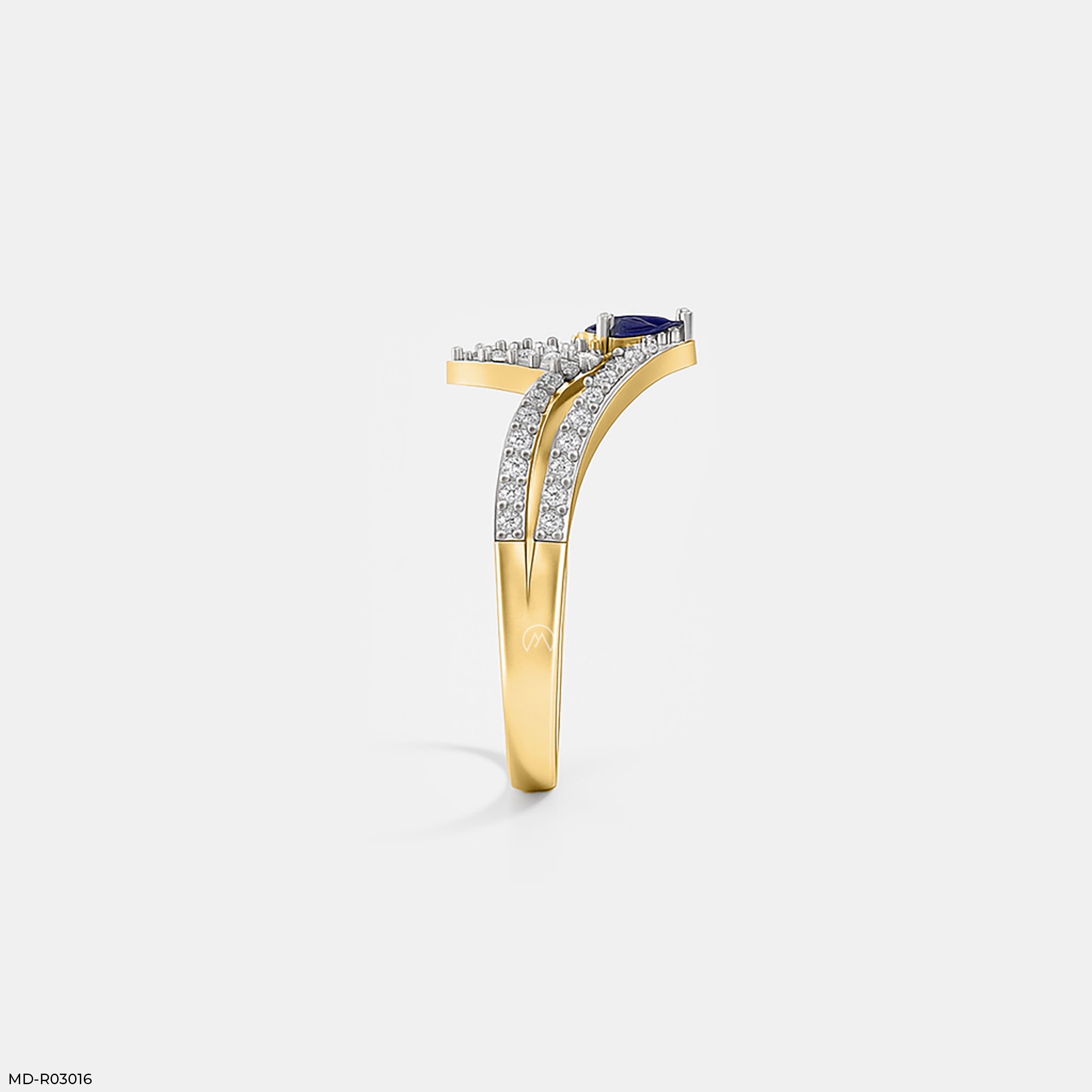 Pear Shaped Chevron Vanki Diamond Ring 9K Yellow Gold