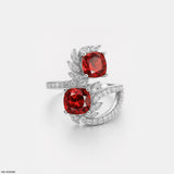 0.5 Carat Royal Ruby Rings 14K White Gold