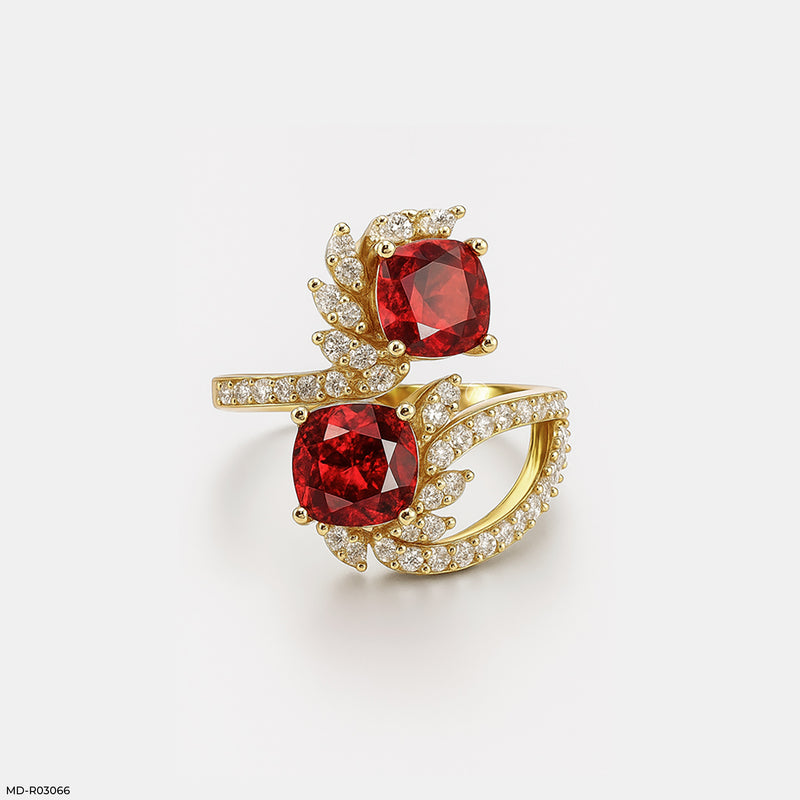 0.5 Carat Royal Ruby Rings 14K White Gold