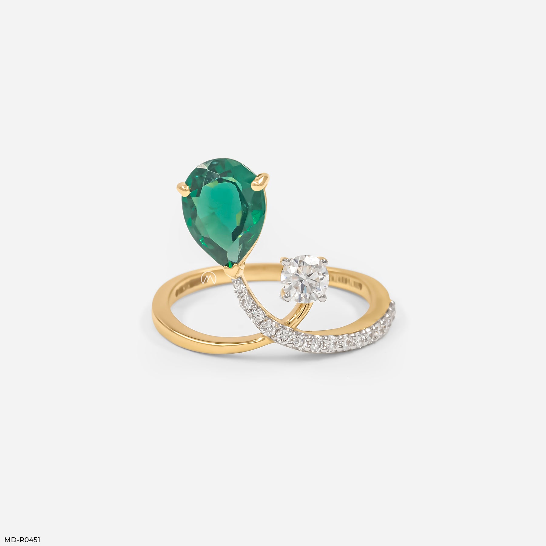 0.5 Carat Emerald Embrace Lab Diamond Ring 18K Yellow Gold
