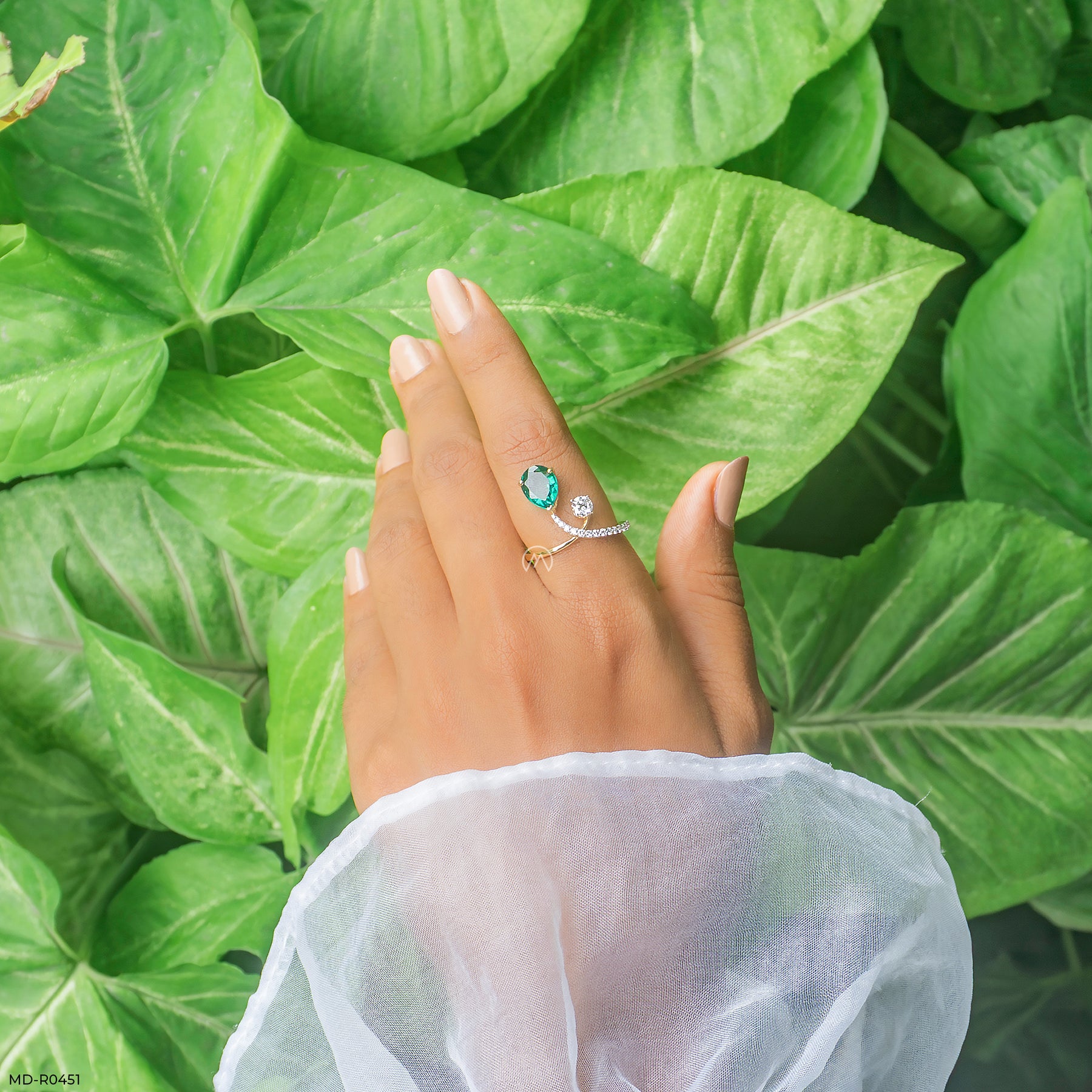 0.5 Carat Emerald Embrace Lab Diamond Ring 18K Yellow Gold