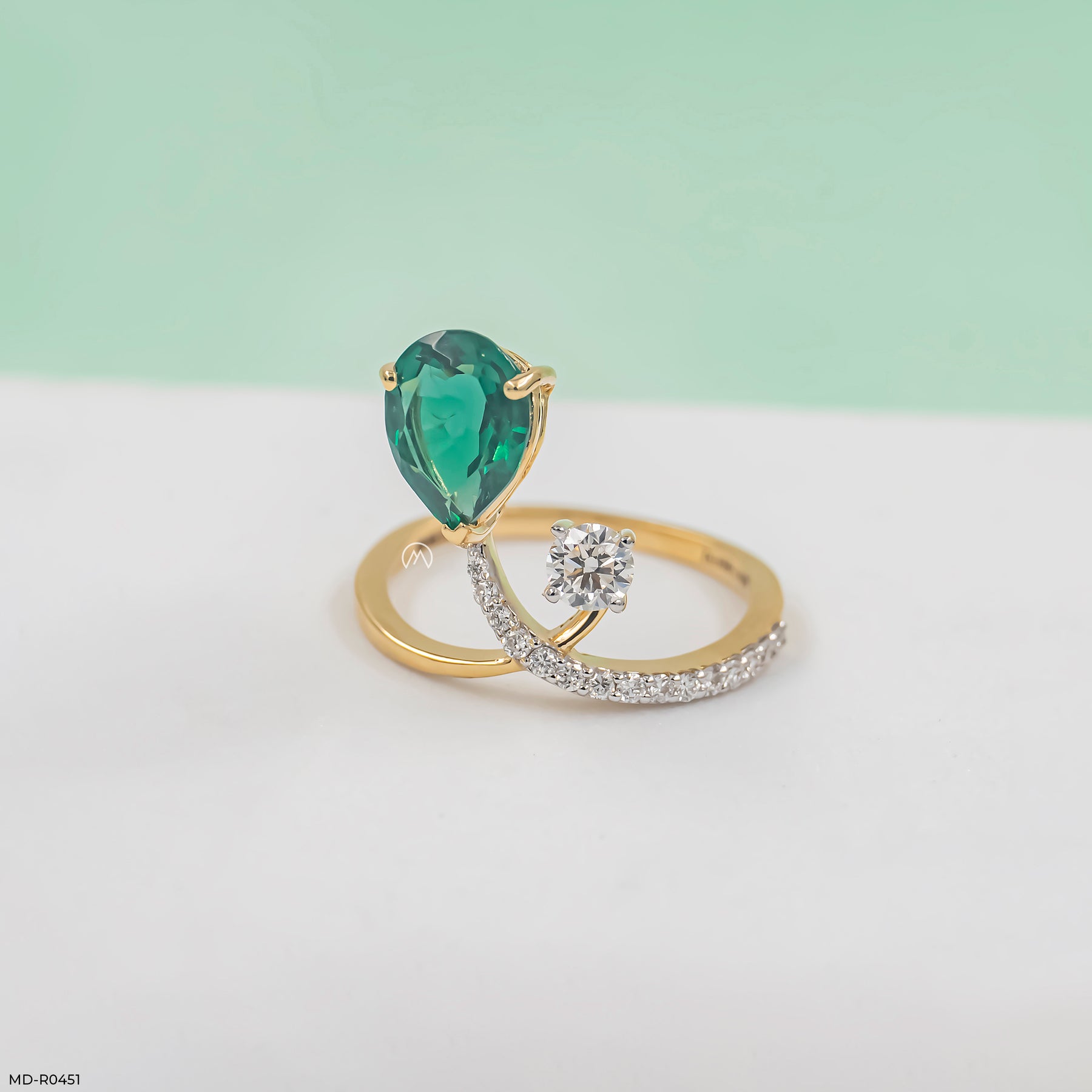 0.5 Carat Emerald Embrace Lab Diamond Ring 18K Yellow Gold