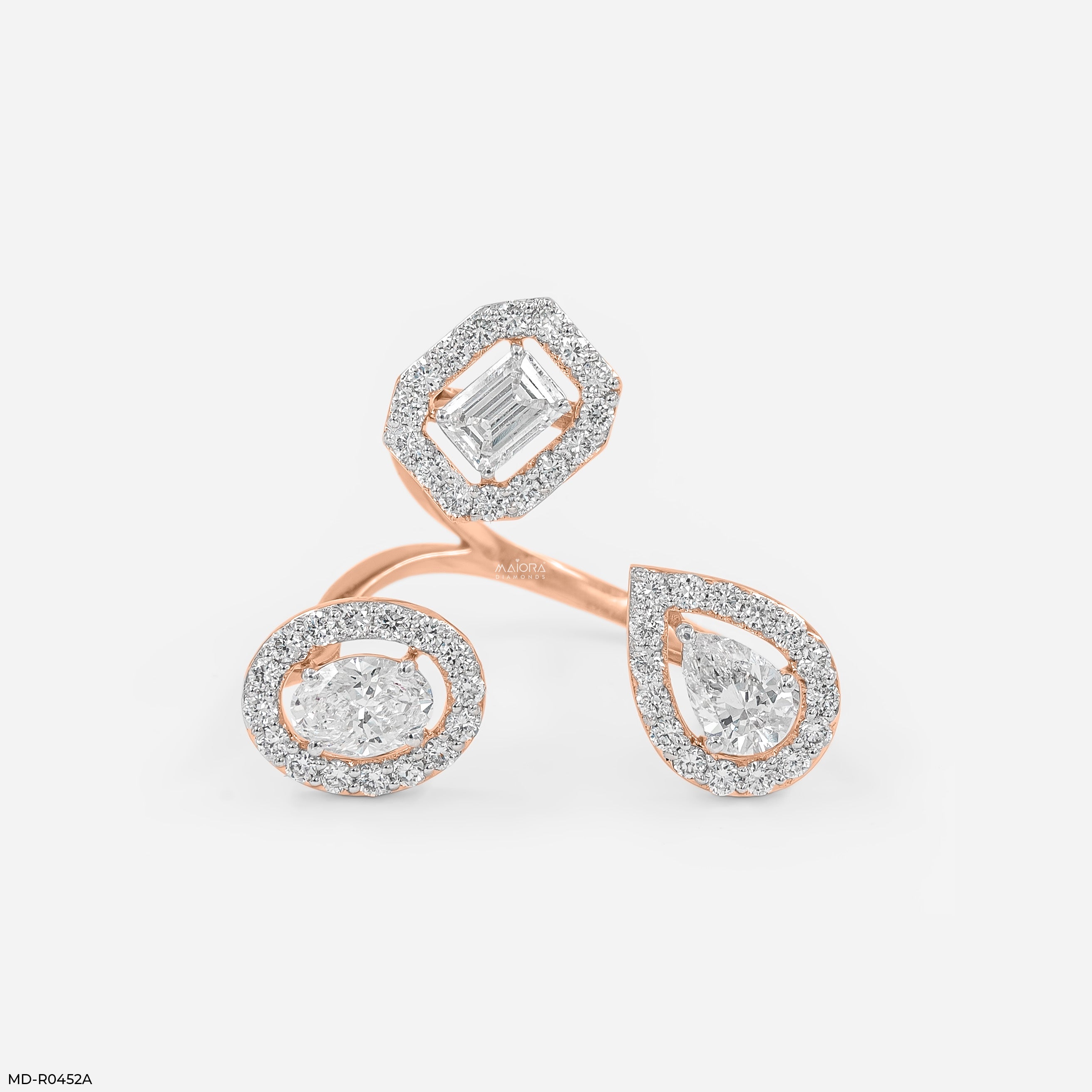 1.75 Carat Trio of Light Lab Diamond Ring
