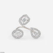 1.75 Carat Trio of Light Lab Diamond Ring 14K White Gold