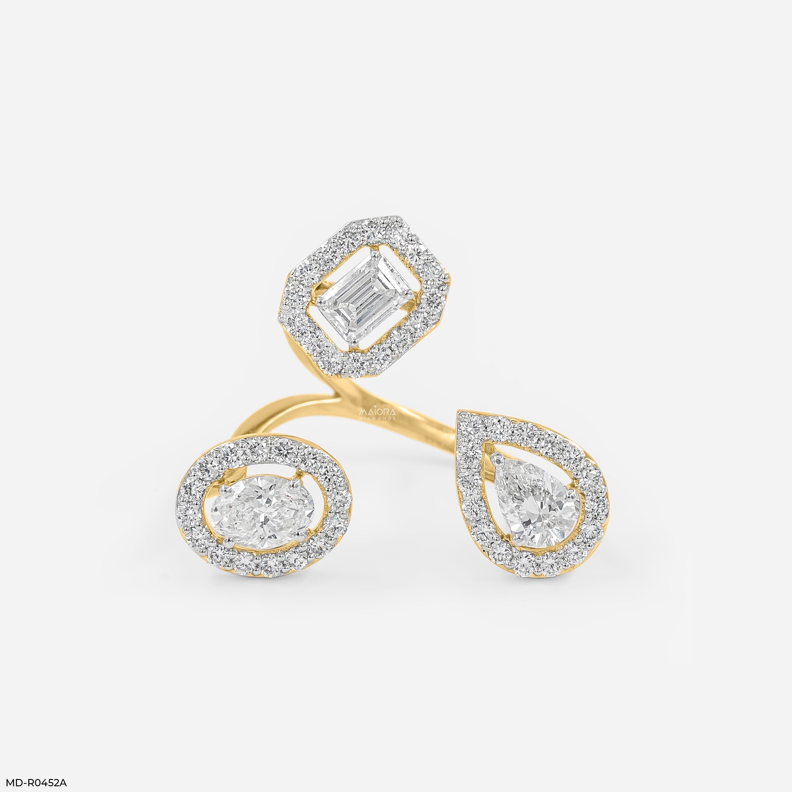 1.75 Carat Trio of Light Lab Diamond Ring