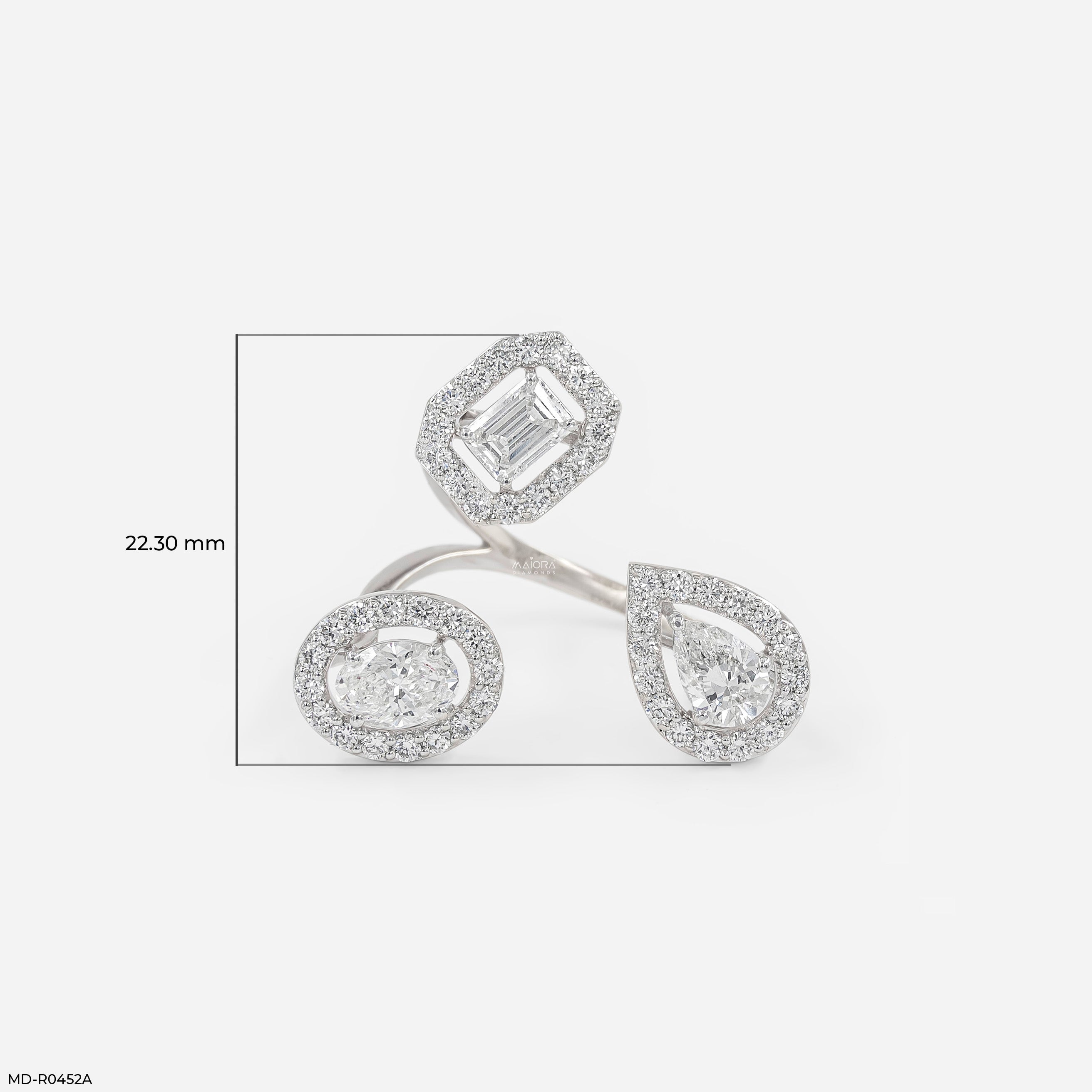 1.75 Carat Trio of Light Lab Diamond Ring