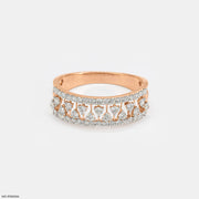 0.60 Carat Glamour Grid Round Band Diamond Ring 14K Rose Gold