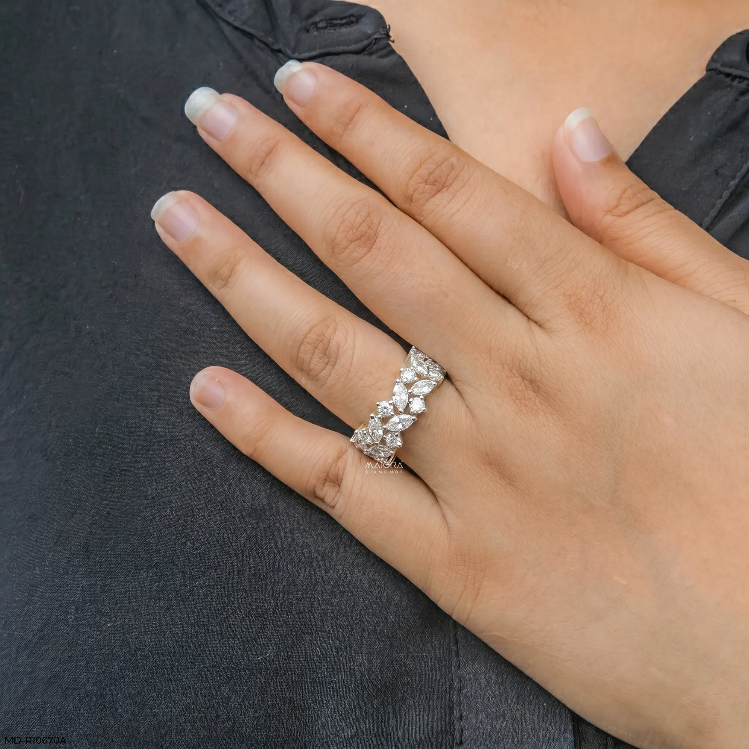 7.65 Carat Emerald Embrace Solitaire Ring 9K White Gold