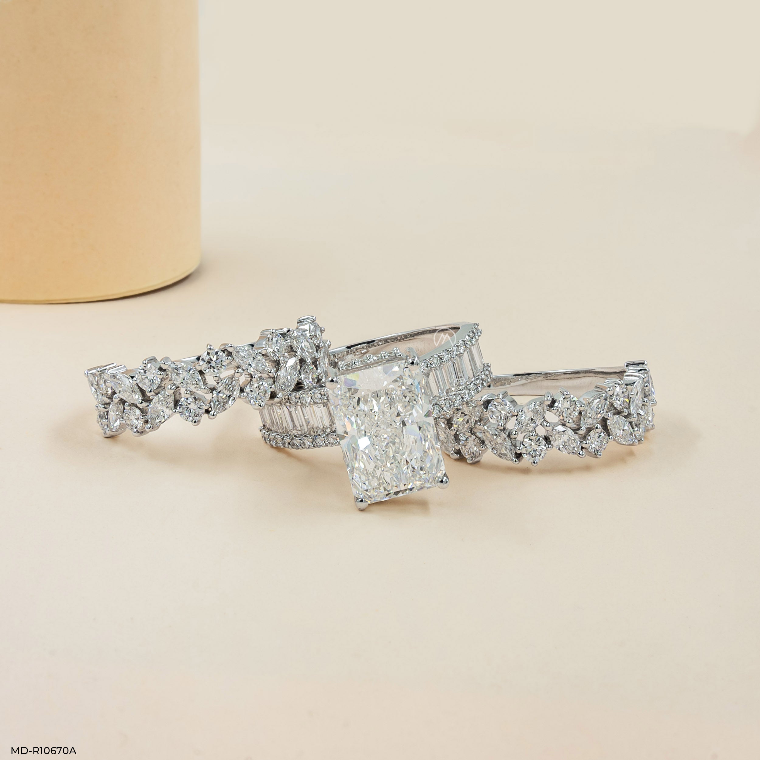7.65 Carat Emerald Embrace Solitaire Ring 9K White Gold