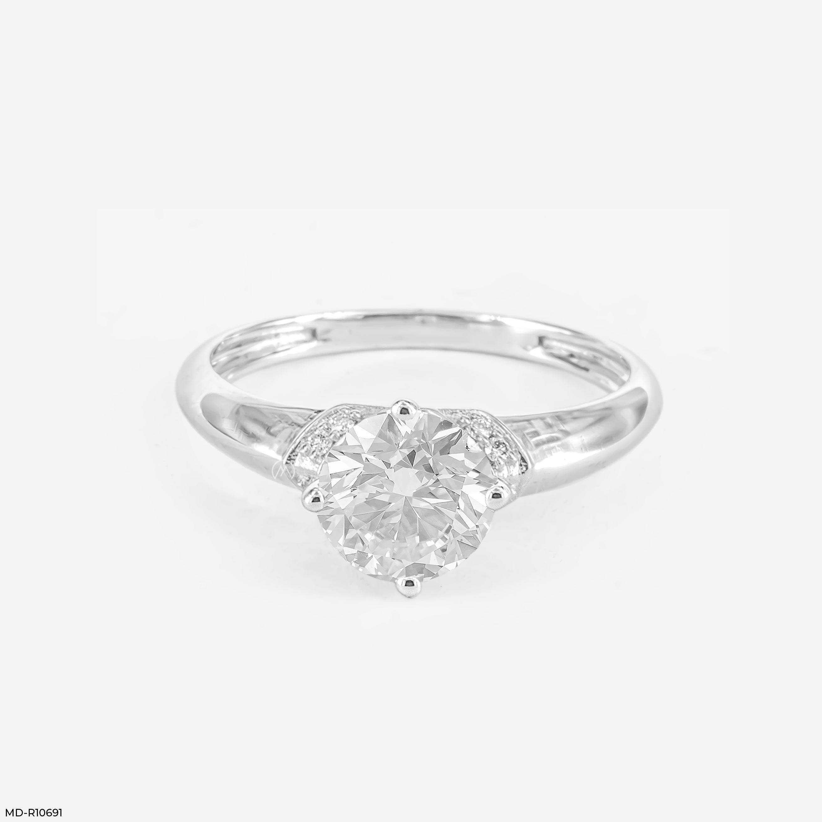 1 Carat Round Spark Solitaire Ring 9K White Gold