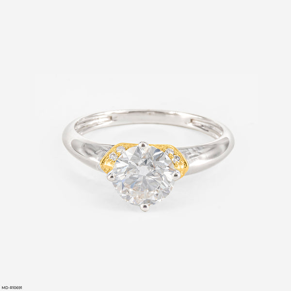 1 Carat Round Spark Solitaire Ring 18K Yellow Gold