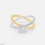 1 Carat Crossover Solitaire Diamond Ring 14K Yellow Gold