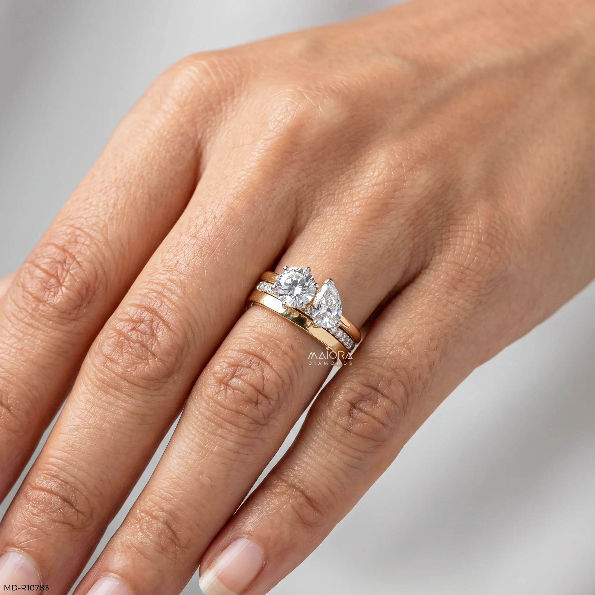 Eternal Flare Toi et Moi Diamond Rings 9K Yellow Gold