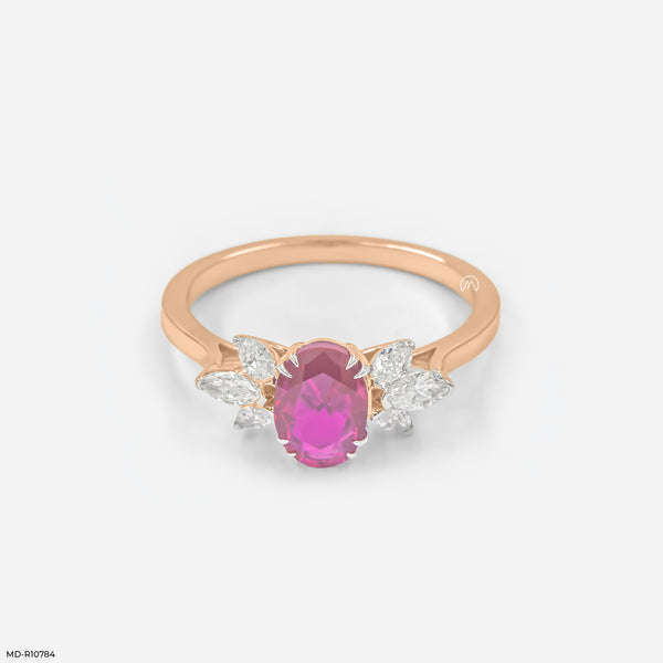 Floral Gemstone Cluster Ring 18K Rose Gold