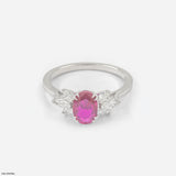 Floral Gemstone Cluster Ring 14K White Gold
