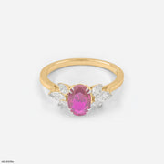 Floral Gemstone Cluster Ring 9K Yellow Gold