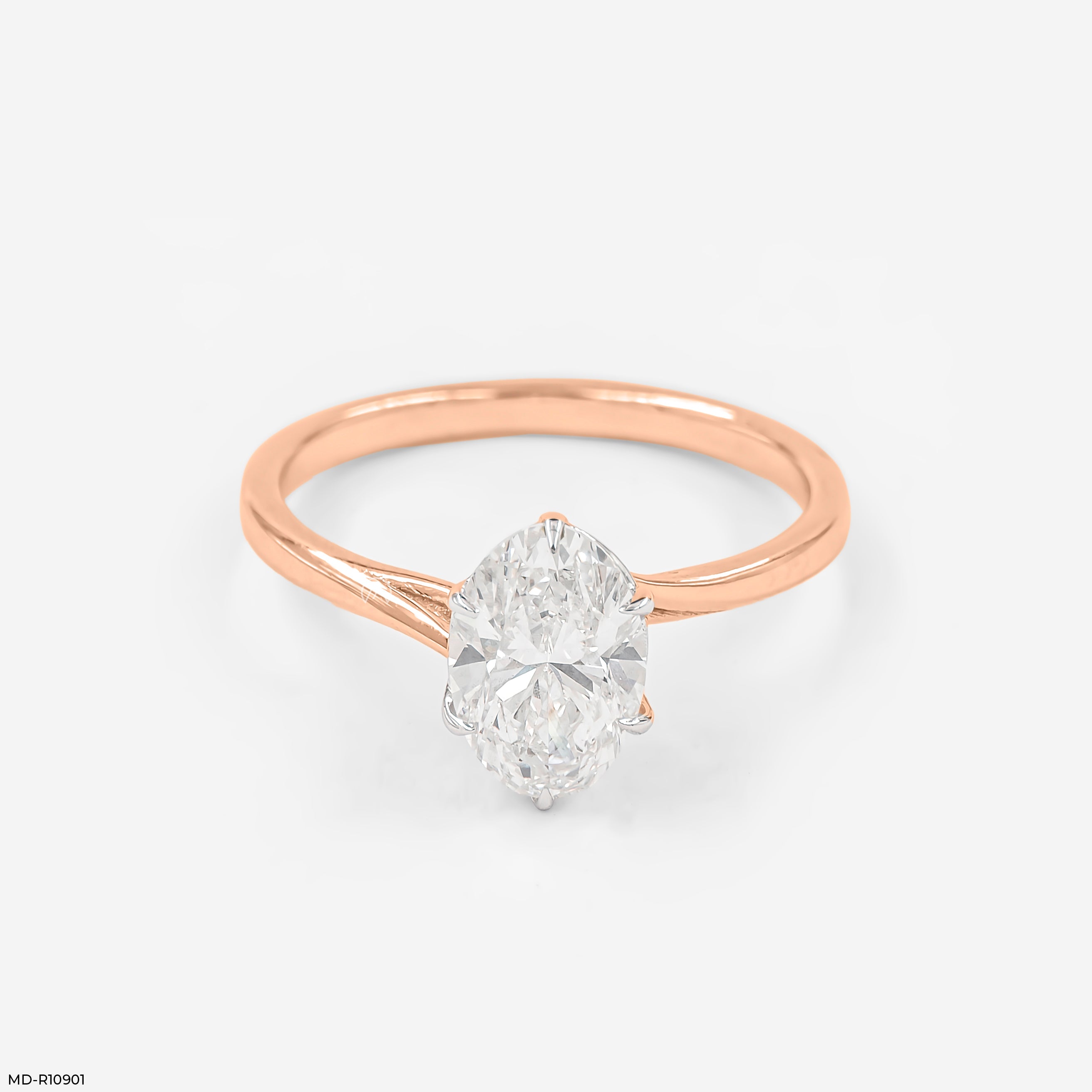 1 Carat Oval Solitaire Elysian Ring 14K Rose Gold
