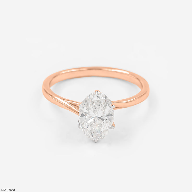 Elysian Oval Solitaire Rings 14K Yellow Gold