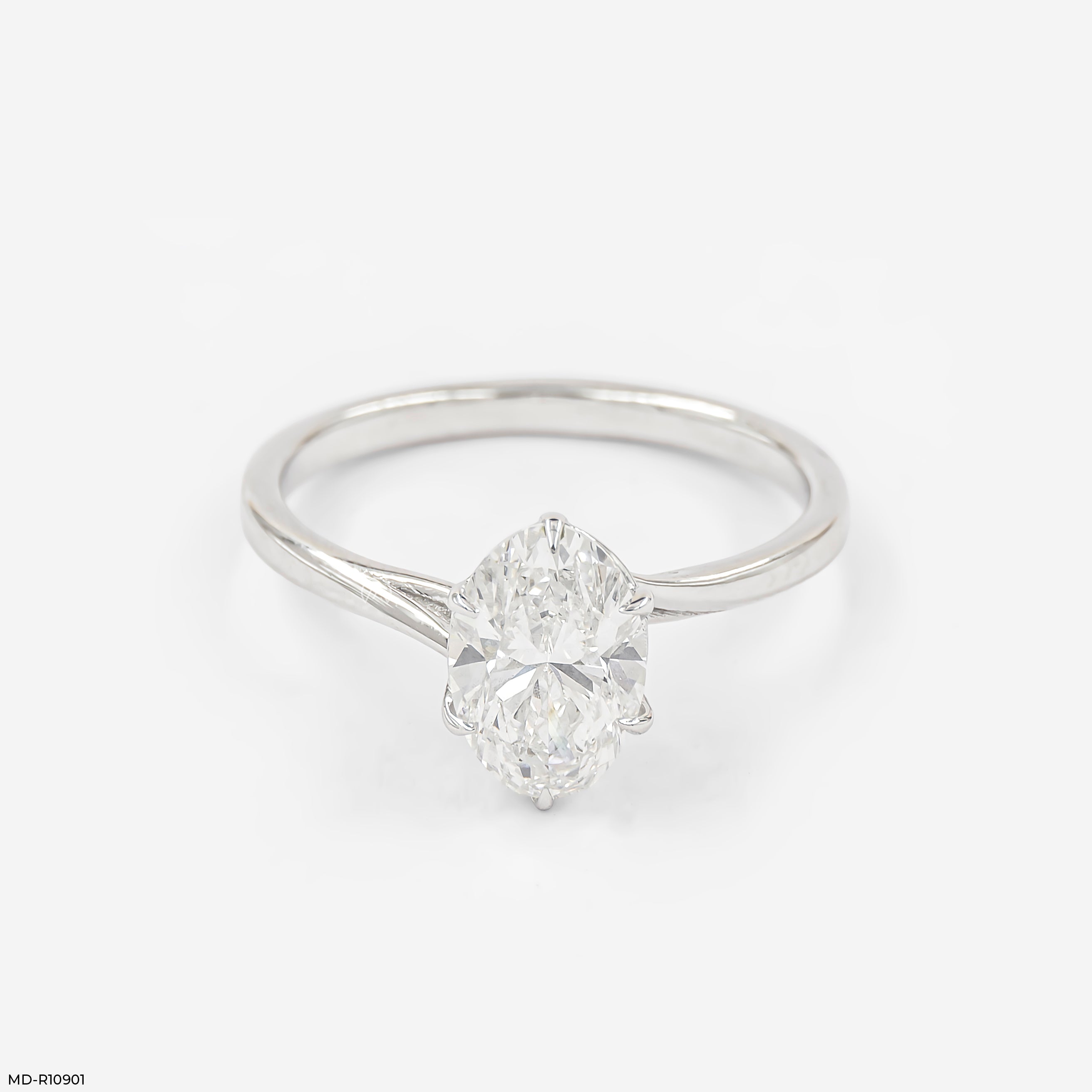 1 Carat Oval Solitaire Elysian Ring 9K White Gold