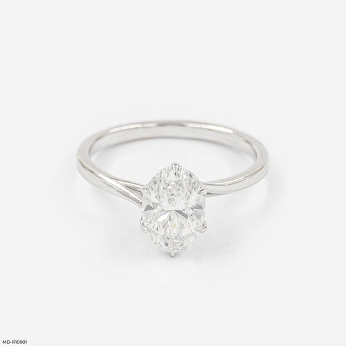 1 Carat Oval Solitaire Elysian Ring 9K White Gold