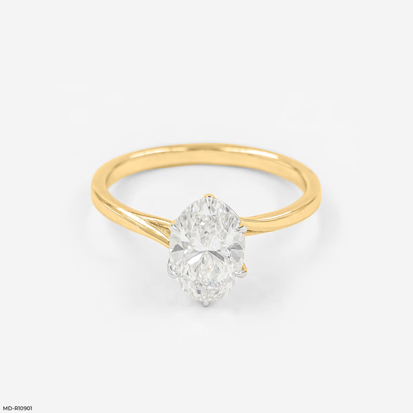1 Carat Oval Solitaire Elysian Ring 18K Yellow Gold