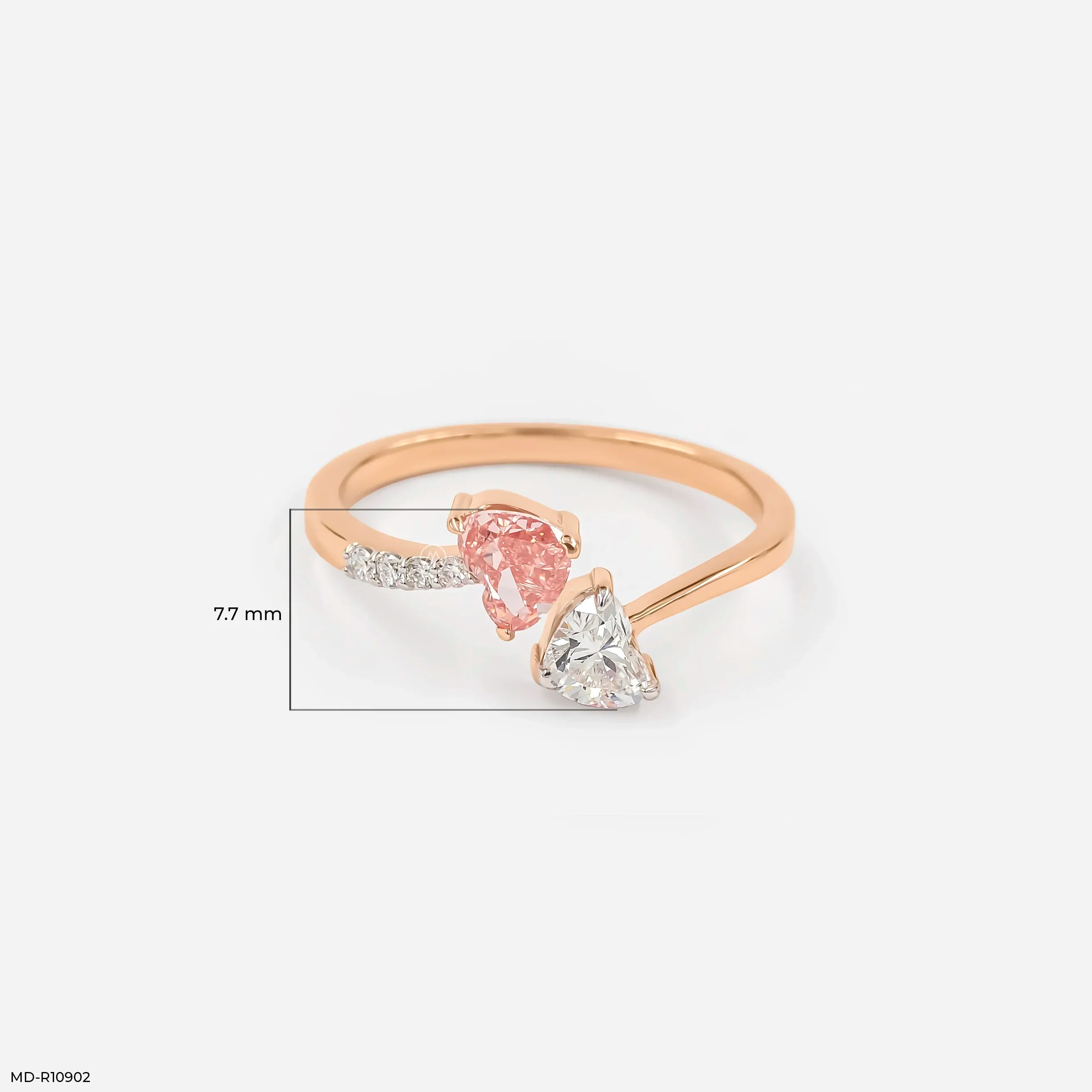 Duo Heart Toi Et Moi Diamond Rings 9K Rose Gold
