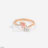 Duo Heart Toi Et Moi Diamond Rings 9K Rose Gold