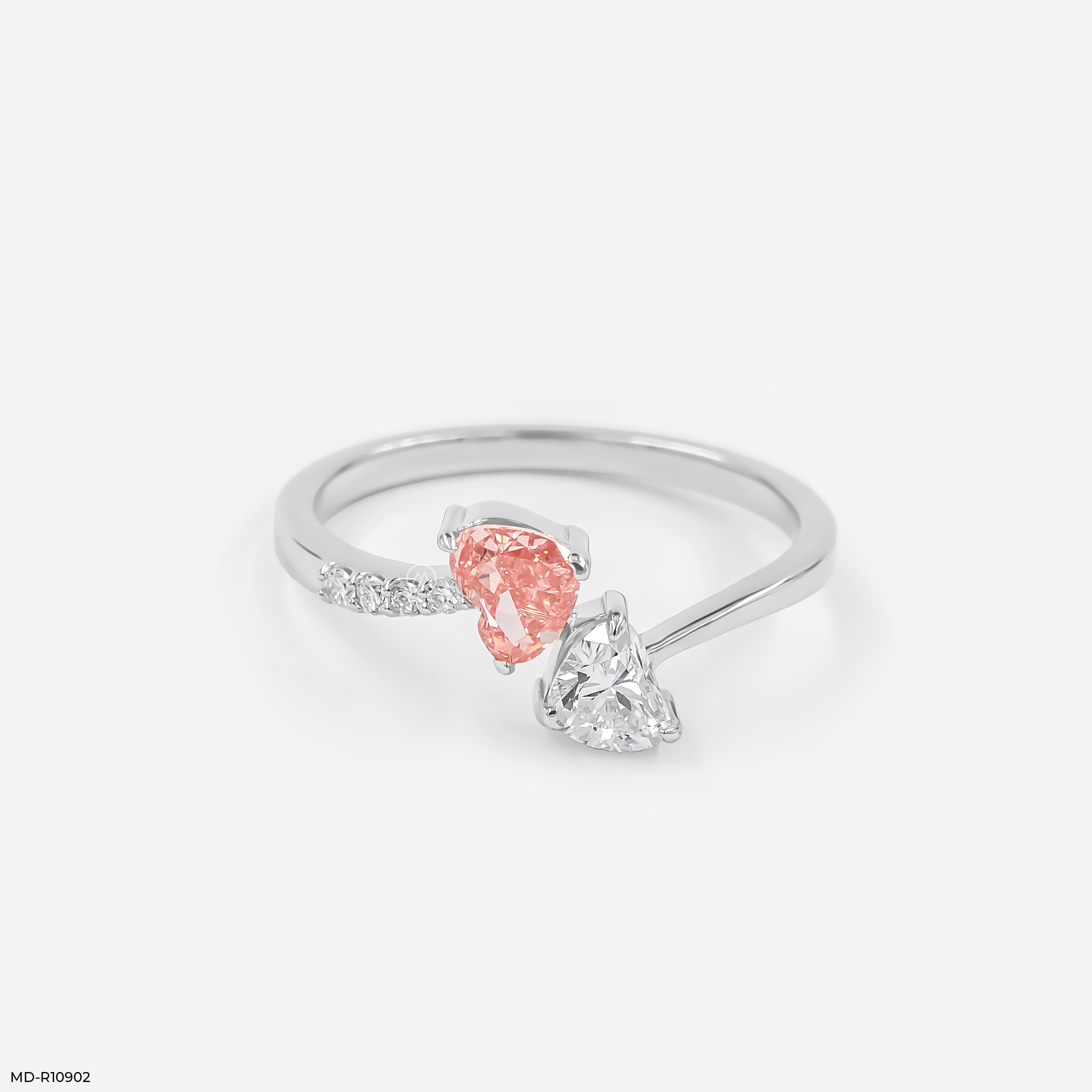Duo Heart Toi Et Moi Diamond Rings 9K Rose Gold