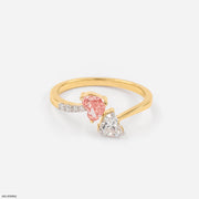 Duo Heart Toi Et Moi Diamond Rings 9K Yellow Gold