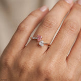 Duo Heart Toi Et Moi Diamond Rings 9K Rose Gold