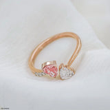 Duo Heart Toi Et Moi Diamond Rings 9K Rose Gold