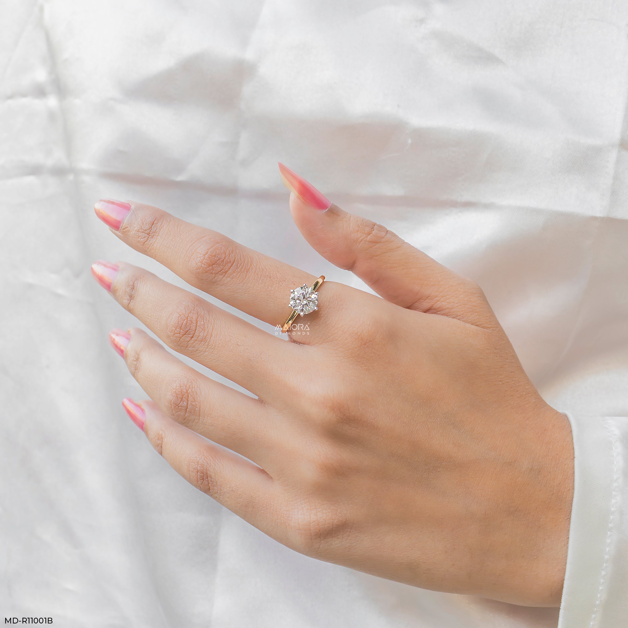 1.97 Carat Classic Solitaire & Double Pave Band Set 14K Yellow Gold