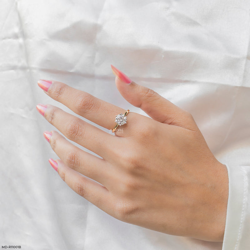 2 Carat Classic Solitaire & Double Pave Band Set 14K Yellow Gold