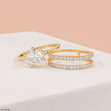 2 Carat Classic Solitaire & Double Pave Band Set 14K Yellow Gold