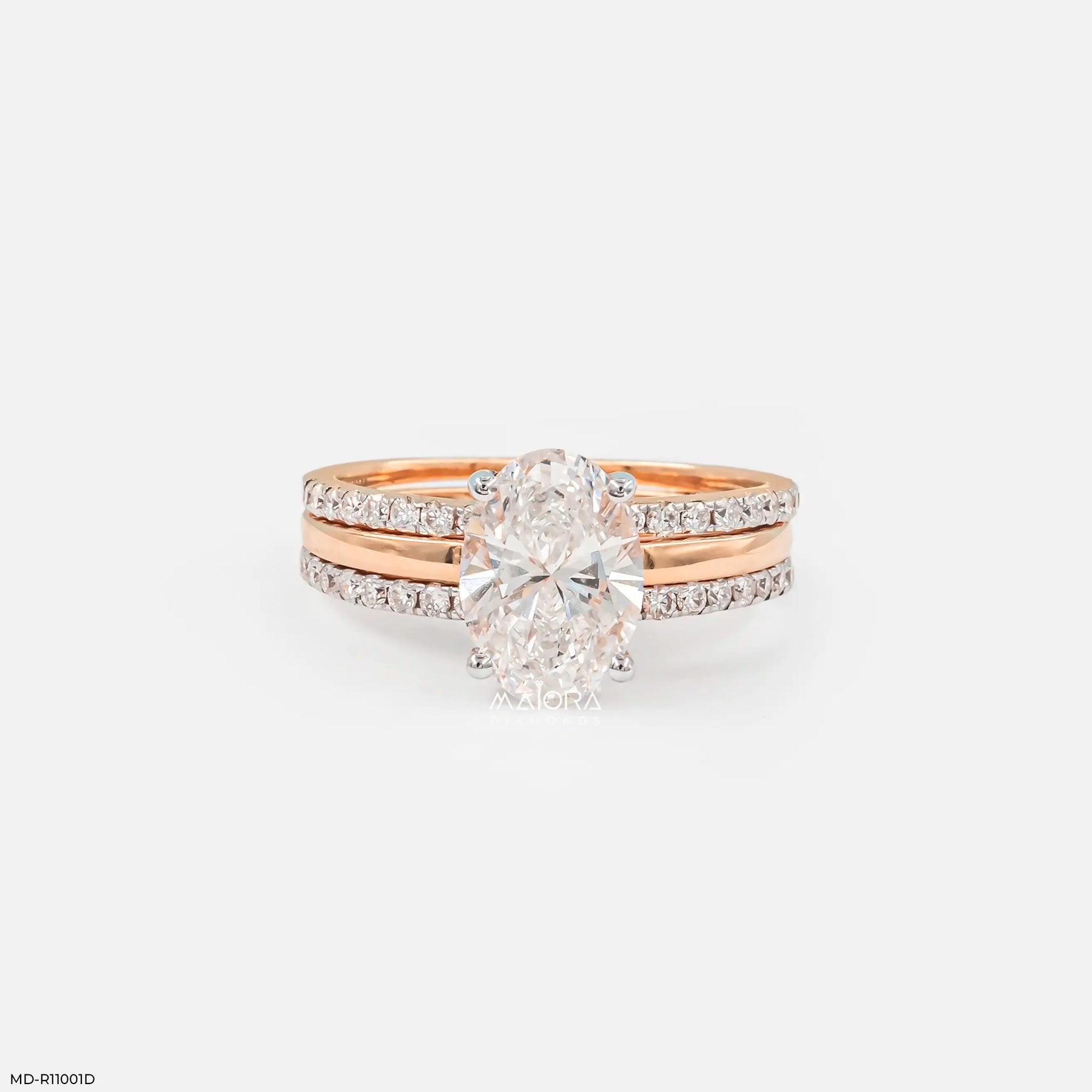 Meridian Oval Solitaire Diamond Ring 9K Rose Gold