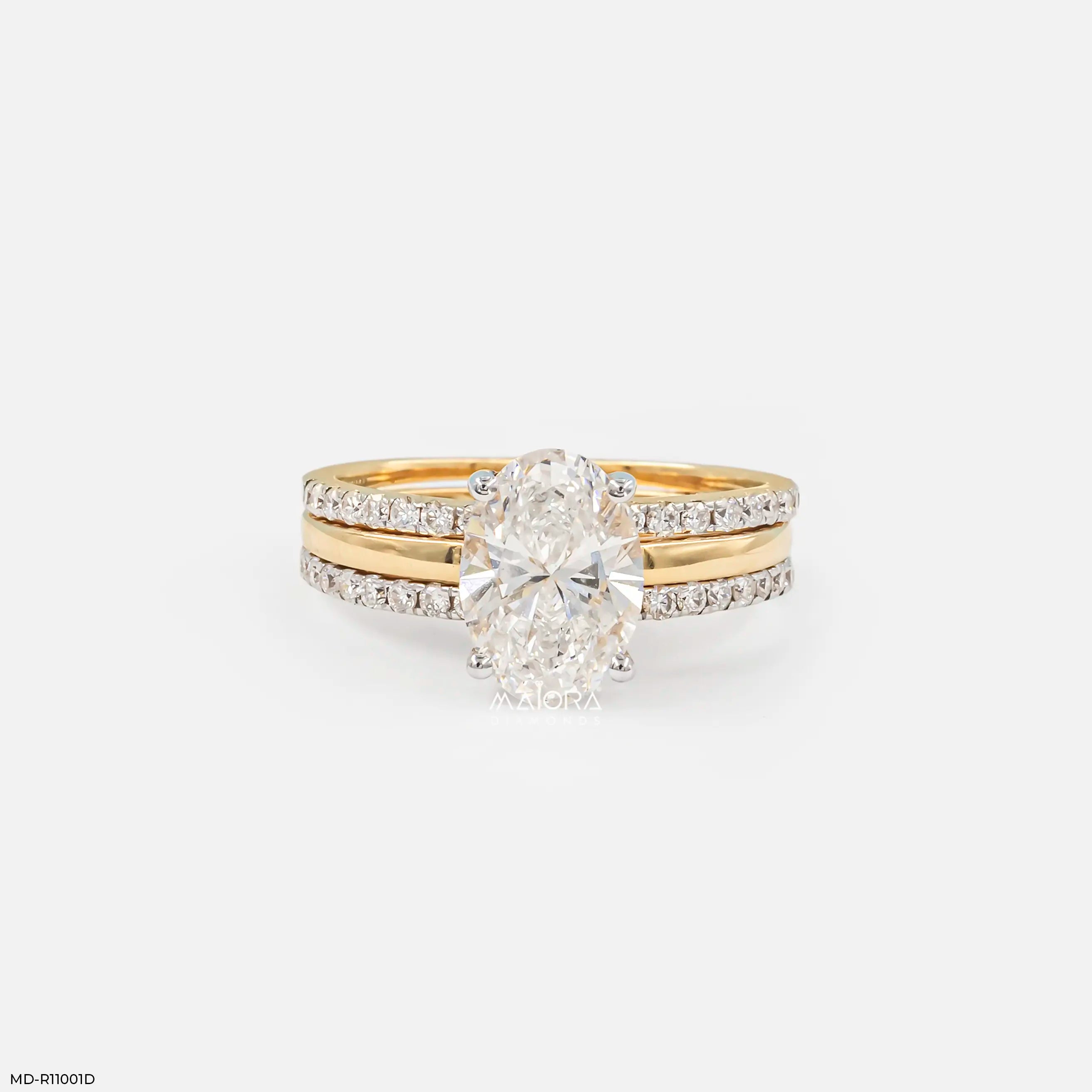 Meridian Oval Solitaire Diamond Ring 9K Yellow Gold