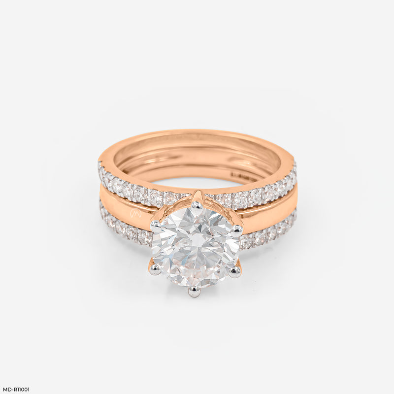 2 Carat Round Solitaire Switch Spark Ring 14K Rose Gold